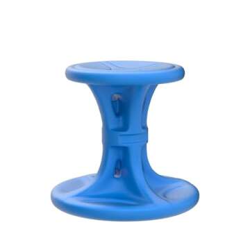 Simplay3 14" Play Around Wiggle Chairs 2-Pack, Kids Wobble Stools for Ages 5-8, Improved Focus and Attention - Blue, Made in USA