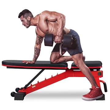 DERACY Adjustable Weight Bench for Full Body Workout, Incline and Decline Weight Bench for Indoor Wo...