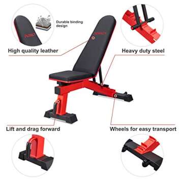 DERACY Adjustable Weight Bench for Home Gym Workouts