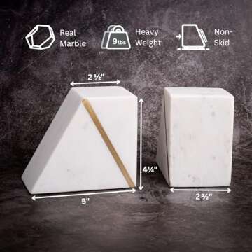 Cork & Mill Decorative Marble Book Ends Set of 2