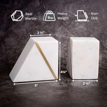 Cork & Mill Decorative Marble Book Ends Set of 2