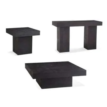 MAKLAINE Modern Wood Cocktail Table in Matte Black Finish
