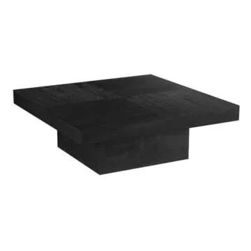 MAKLAINE Modern Wood Cocktail Table in Matte Black Finish