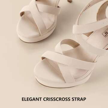 IDIFU Women's Nude Dress Platform High Heels Strappy Heeled Sandals Open Toe Ankle Strap Heels Wedding Bridal Homecoming Shoes