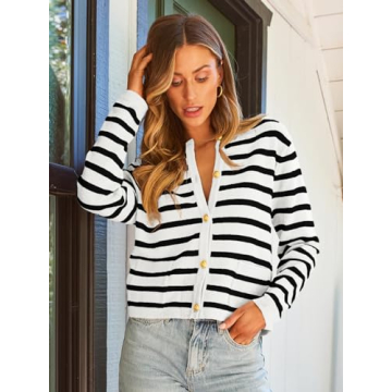LILLUSORY Striped Cardigan Sweaters for Trendy Women