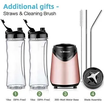 La Reveuse Personal Smoothie Blender with Travel Bottles