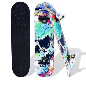 Skateboards for Beginners Kids Boys Girls Teens and Adults, 31 Inch Complete Standard Skateboards wi...