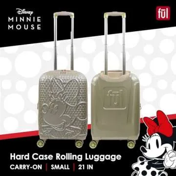 FUL Disney Minnie Mouse Carry On Luggage, Textured Hardshell Rolling Suitcase with Spinner Wheels, G...