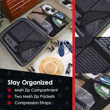 FUL Disney Minnie Mouse Carry On Luggage, Textured Hardshell Rolling Suitcase with Spinner Wheels, Gold, 21 Inch