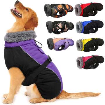 IECOii Reflective Adjustable Winter Dog Coat