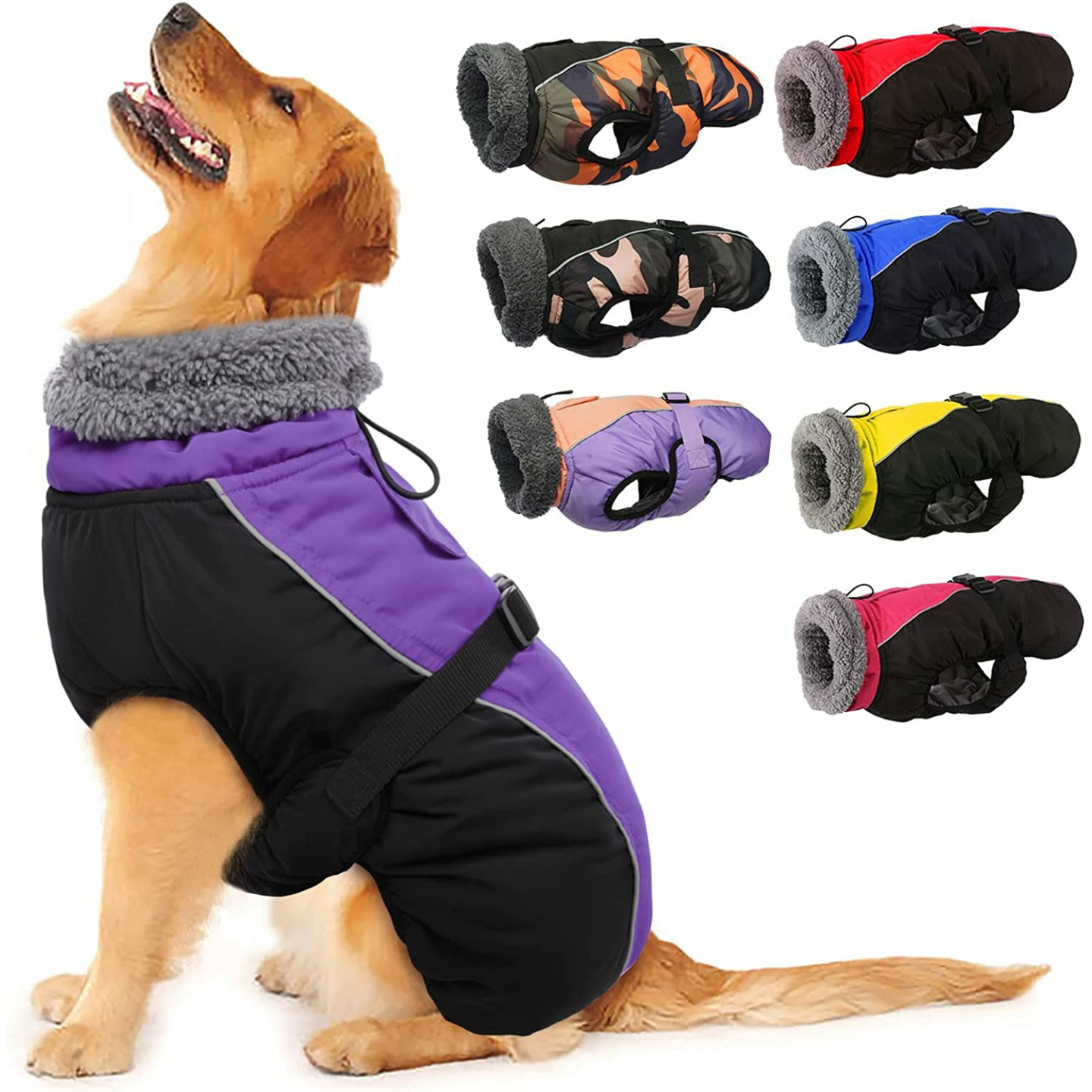IECOii Reflective Adjustable Winter Dog Coat