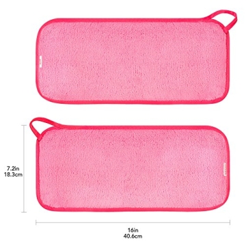 Miracle Face Erase 2 Pack Makeup Remover Face Cloths, Chemical-free, Microfiber, 6 Hair Ties (2 Count, Pink)