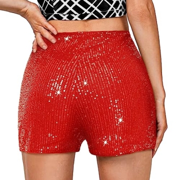 Stylish High Waist Sequin Shorts for Women Party Wear