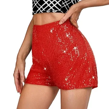 Stylish High Waist Sequin Shorts for Women Party Wear