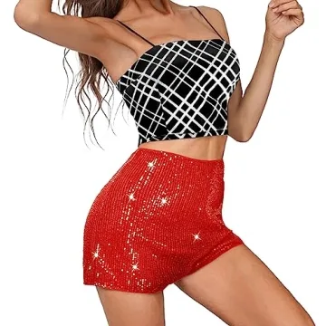 Stylish High Waist Sequin Shorts for Women Party Wear