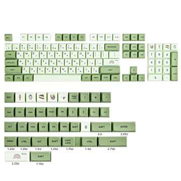 Ussixchare Matcha Keycaps PBT 122-Key Green Gaming keycaps Set XDA Profile Japanese keycaps Dye-Sub ANSI Layout for Cherry MX Keyboard (Matcha)