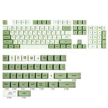 Ussixchare Matcha Keycaps PBT 122-Key Green Gaming keycaps Set XDA Profile Japanese keycaps Dye-Sub ANSI Layout for Cherry MX Keyboard (Matcha)