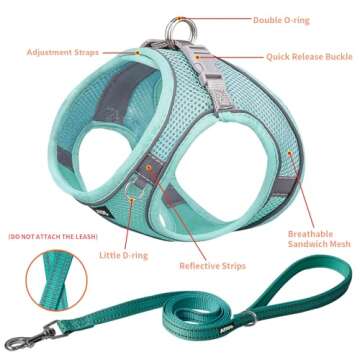 AIITLE Comfortable Dog Harness and Leash Set for Walking - Spring Step in Vest Harness,Reflective Ba...