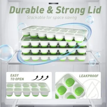 Chefaide Stackable Ice Cube Tray Set - 4 Trays