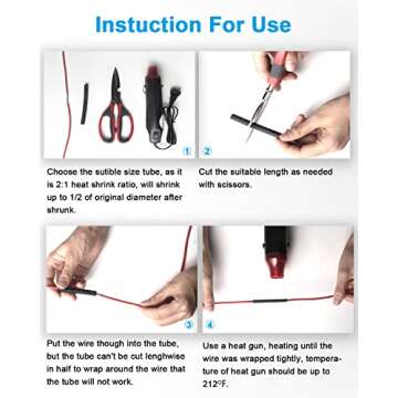 MILAPEAK 650 PCS Heat Shrink Tubing Kit, UL Approved Heat Shrink Tube Wire Wrap, 2:1 Ratio Electrical Cable Sleeve Assortment with Storage Case for Long Lasting Insulation Protection (8 Sizes, Black)