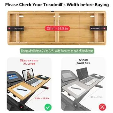 Nnewvante Treadmill Desk Attachment Bamboo Walking Laptop Holder Workstation Ergonomic Adjustable Desktop Laptop Tray for Treadmill