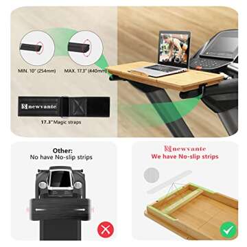 Nnewvante Treadmill Desk Attachment Bamboo Walking Laptop Holder Workstation Ergonomic Adjustable Desktop Laptop Tray for Treadmill