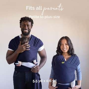 Boba Baby Wrap Carrier - Original Baby Carrier Wrap, Baby Sling for Newborns - Baby Wearing Essentials - Newborn Wrap Swaddle Holder, Newborn to Toddler Infant Baby Sling, 7-35 lbs (Navy Blue)