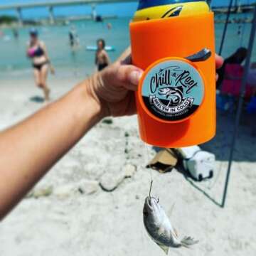 Chill-N-Reel Fishing Coolie (from Shark Tank) | Fathers Day Gift | Orange with Black Spill Guard
