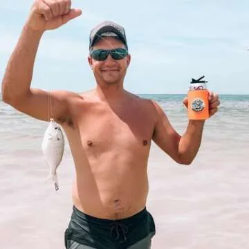 Chill-N-Reel Fishing Coolie (from Shark Tank) | Fathers Day Gift | Orange with Black Spill Guard