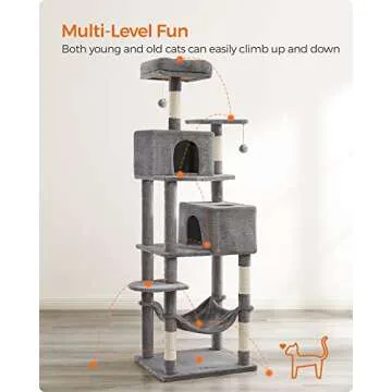 Feandrea 75.2-Inch Cat Tree with Scratching Posts and Perches