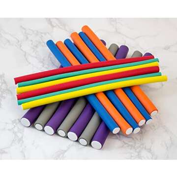 Diane Twist-Flex Rods for Coils, Curls, and Waves, Assorted Flexible Hair Rollers for All Hair Types, Includes Small, Medium, and Large Sizes with Reusable Zip Pouch for Easy Storage, Pack of 42