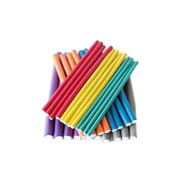 Diane Twist-Flex Rods for Coils, Curls, and Waves, Assorted Flexible Hair Rollers for All Hair Types, Includes Small, Medium, and Large Sizes with Reusable Zip Pouch for Easy Storage, Pack of 42