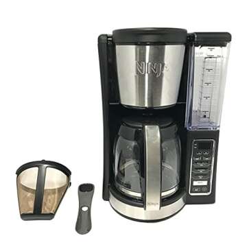 Ninja CE201 12-Cup Programmable Coffee Maker, Medium, Black Stainless Steel (Renewed)