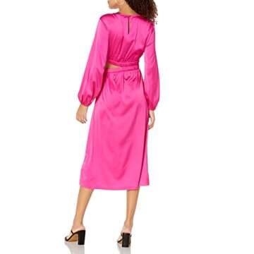 The Drop Women's Jacob Long Sleeve Cut Out Midi Dress, Hot Pink, 2X, Plus Size