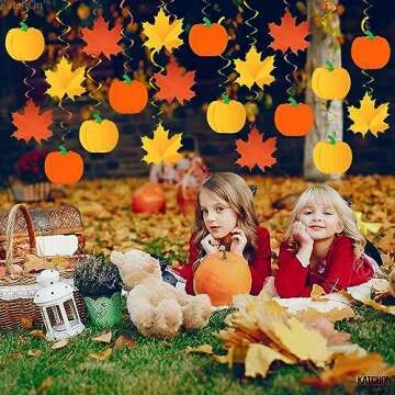 KatchOn, Fall Maple Leaf Hanging Swirls - Pack of 30, No DIY | Fall Decorations for Home, Fall Decorations Indoor | Fall Classroom Decorations | Fall Hanging Decorations for Thanksgiving Decorations