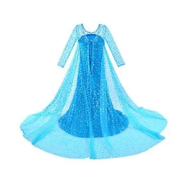 Luxury Princess Dress Costumes with Shining Long Cape Girls Birthday Party 3T 4T