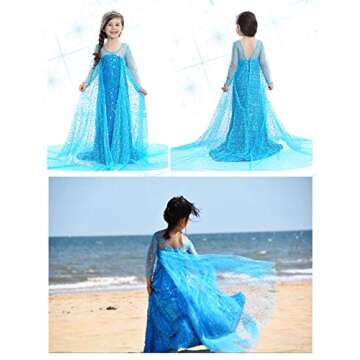 Luxury Princess Dress Costumes with Shining Long Cape Girls Birthday Party 3T 4T