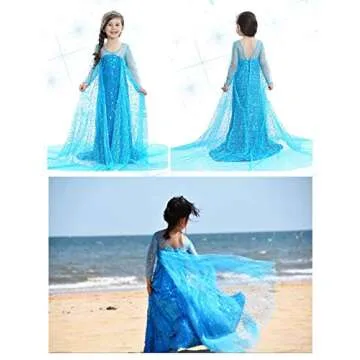 Luxury Princess Dress Costumes with Shining Long Cape Girls Birthday Party 3T 4T