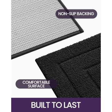 DEXI Bathroom Rug Mat 24x16, Non Slip Washable Soft Absorbent Mats, Rubber Backing Quick Dry Microfiber Rugs for Shower Floor, Bath Accessories Decor, Black