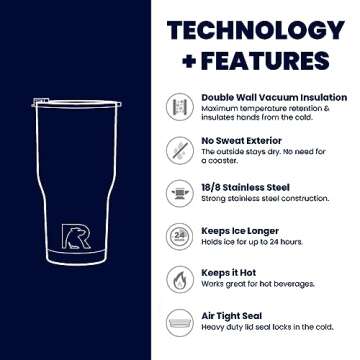 RTIC 20 oz Insulated Tumbler Stainless Steel Coffee Travel Mug with Lid, Spill Proof, Hot Beverage and Cold, Portable Thermal Cup for Car, Camping