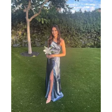 Elegant YOFF Long Satin Bridesmaid Dress with Slit