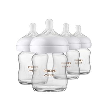 Philips Avent Glass Baby Bottle 4oz, Natural Response Nipple Pack