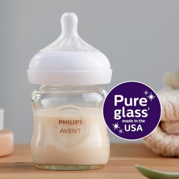 Philips Avent Glass Baby Bottle 4oz, Natural Response Nipple Pack