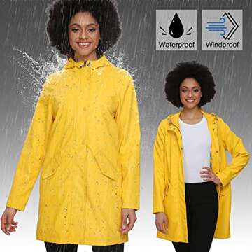Fahsyee Women's Waterproof Raincoat - Stylish Windbreaker for Outdoor Adventures, Size M