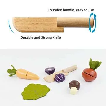 PairPear Wooden Play Food Cutting Vegetables Set - Wooden Toys for Toddlers Toy Food Play Kitchen Accessories