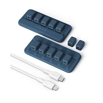 Anker USB C to Lightning Cable (6 ft) & Cable Management, Magnetic Cable Holder (2-Pack, Blue)