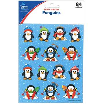 Carson Dellosa 84 Penguin Stickers for Kids, 6 Sheets of Holiday Incentives for Winter Crafts, Scrap...