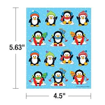 Carson Dellosa 84 Penguin Stickers for Kids, 6 Sheets of Holiday Incentives for Winter Crafts, Scrapbooking, Teacher Planner, Reward Chart, Stocking Stuffers, and School Supplies, Classroom Must Haves