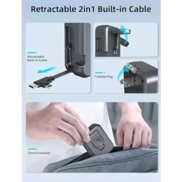 2in1 Apple Watch Charger, 36W Retractable Charger for iPhone Apple Watch,Travel Charging Block Wall Charger Compatible with iPhone 15/14/13/12/11 Apple Watch (Black)