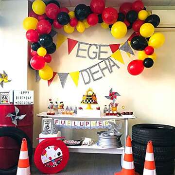 116 Pack Red Black Yellow Balloon Garland Arch Kit for Cartoon Mouse, Race Car, Flash Theme Birthday Party Decorations, Baby Shower, 1st Birthday Party Supplies Backdrop for Boys